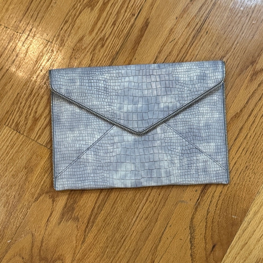 Rebecca Minkoff Silver Crocodile Pattern Clutch